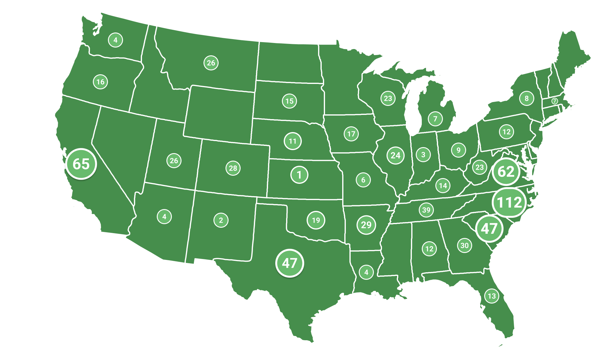 Locally Grown marketplace reach across the United States